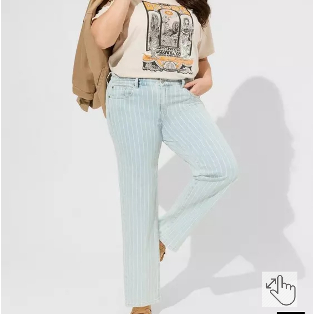 Torrid Light Blue Striped Flare Jeans
